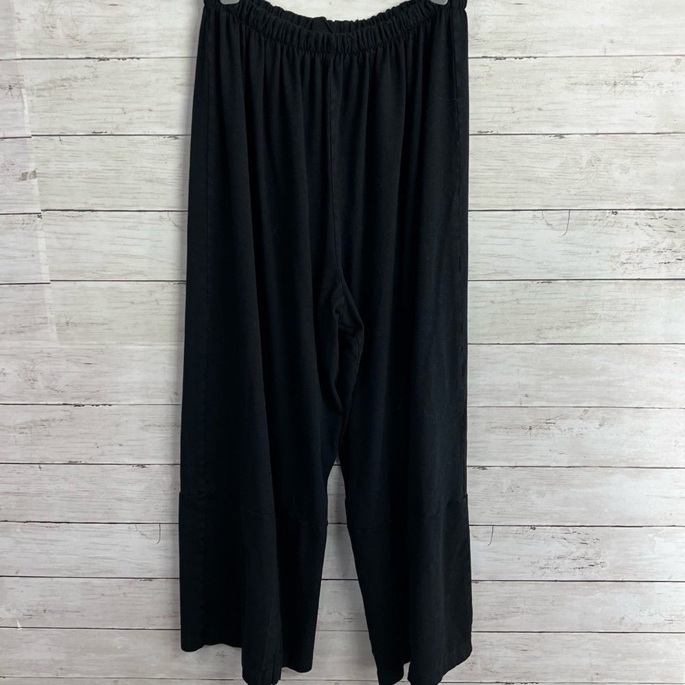 bryn walker Black Ruched Hem Cropped Wide Leg Pants